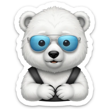baby polar bear wear sunglasses sticker