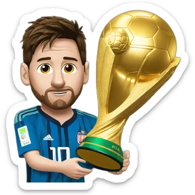 LIONEL MESSI WONDERING TO WORLD CUP TROPHY sticker