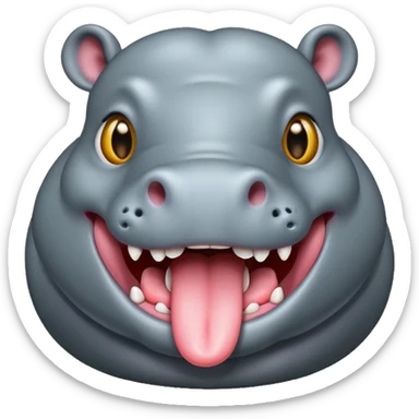 hippo with tongue sticking out sticker