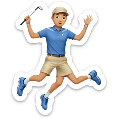 golfer jumping with joy after winning sticker