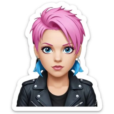 P!nk Singer with pink hair, blue eyes sticker