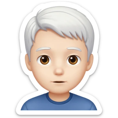pure white hair, cute mature Boy sticker