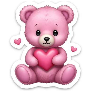 pink cute teddy bear sending hearts and love sticker