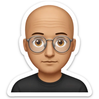 papà calvo occhi marroni e occhiali con doppio ponte sticker