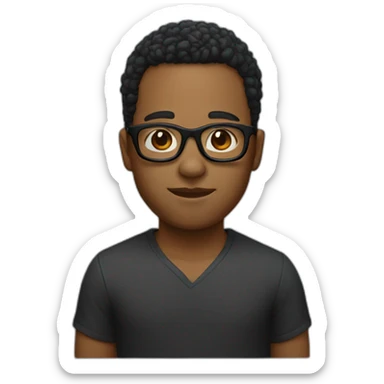 He was born with black glasses with a red back and small hair sticker