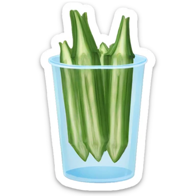 sliced okra in a water cup sticker