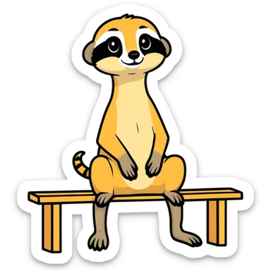 Meerkat sitting on a pink bench  sticker
