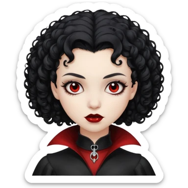 A black vampire girl with short curly hair sticker