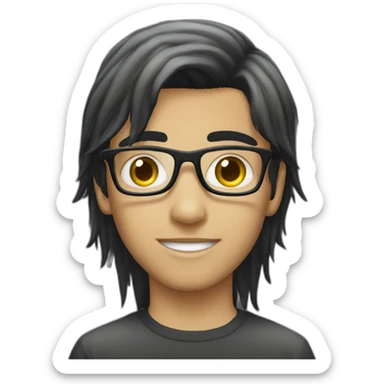 young arab emo boy with a mullet and glasses sticker