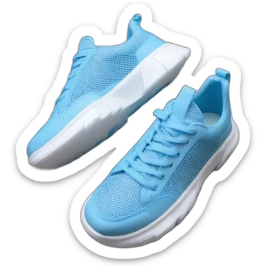 Ribber-trimmed mesh pvc sneakers blue sticker