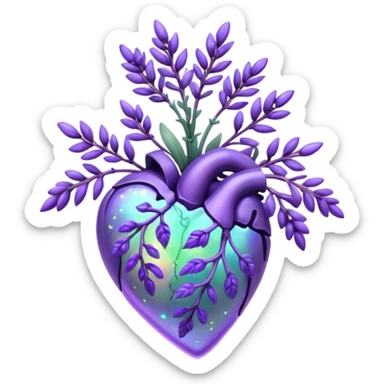 create a holographic lavender plant that wraps around a lavender colored heart sticker