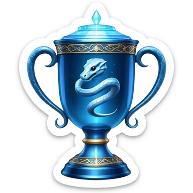 Harry Potter Triwizard Cup trophy with snake handles, blue glowing magical cup sticker