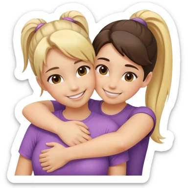 Blond girl hugs brunette girl sticker