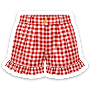 Red gingham patterned ruffle mini shorts sticker