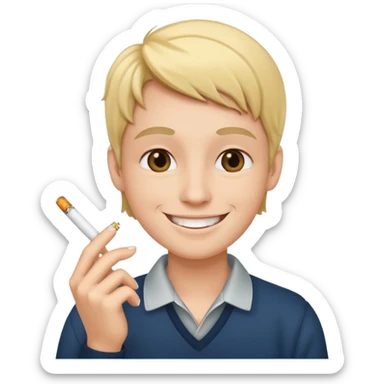 Smile face holding a cigarette  sticker