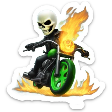 Ghost rider with green flames sticker