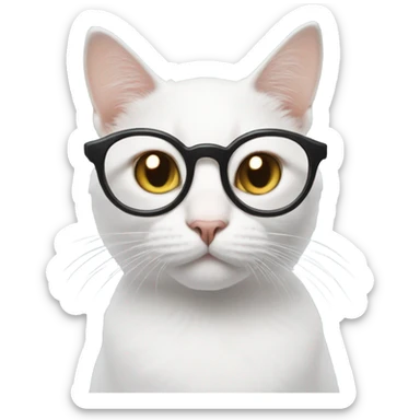 Cat with glasses and a question mark on top sticker