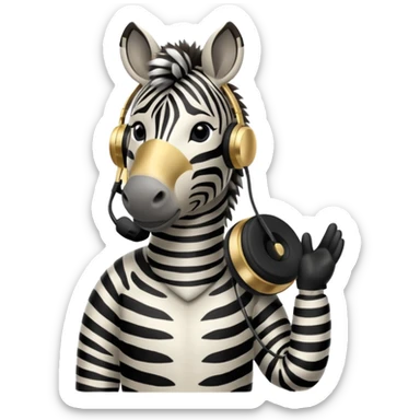 A zebra listening to music sticker