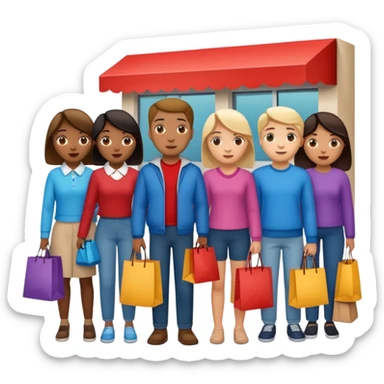 Line of people waiting to enter a store sticker