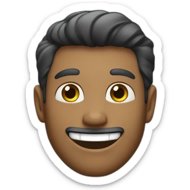 Hombre calvo con pelo negro lateral ojos verdes y sonrisa feliz sticker