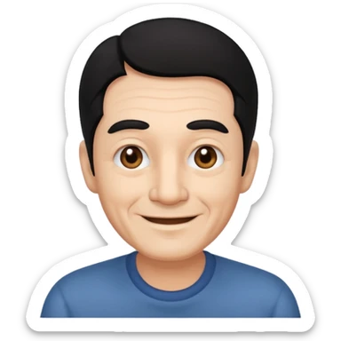 Old man with black hair and eyes but handsome sticker