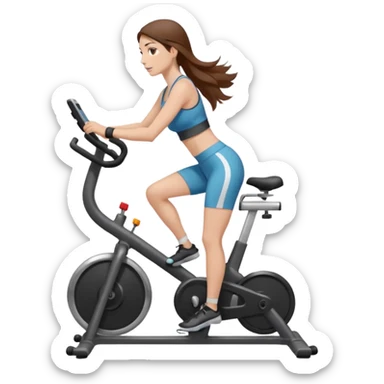 woman with long hair on a stationary bike sticker