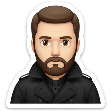 bearded man in black in black trenchcoat  sticker