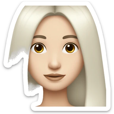 black hair white skin color blush long straight hair sticker