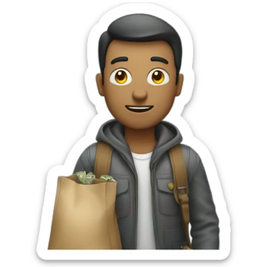 man with overloaded bag with money sticker