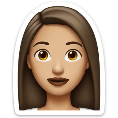 Woman with less red lips and straight brown hair white  sticker