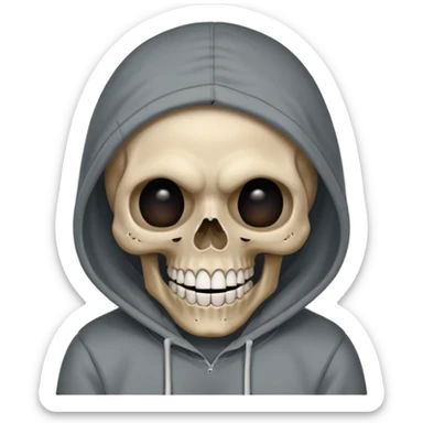 Laughing empty skull with no eye balls in a hoodie sticker