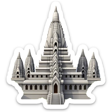 Cinematic Realistic Prambanan Temple Landmark Emoji, depicted as an ornate Hindu temple complex rendered with lifelike detail and dramatic, historical lighting. sticker