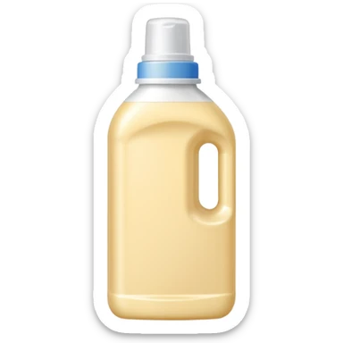 detergent bottle, cream colored, small white cap sticker