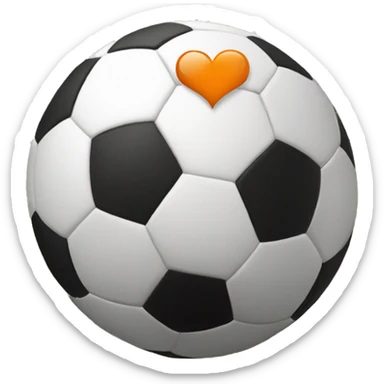 Soccer bal with oranje heart  sticker