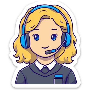 911 dispatcher girl long curly blonde hair blue eyes dark gray uniform and headset  sticker