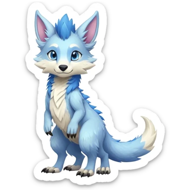 Feral Rare Fantasy cute pastel Vernid-Sergal-animal-creature-hybrid by LiLaiRa, markings, tufted ears, full body sticker