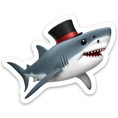 Shark with a top hat sticker