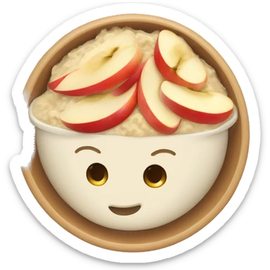 Porridge with apple slices in a bowl sticker