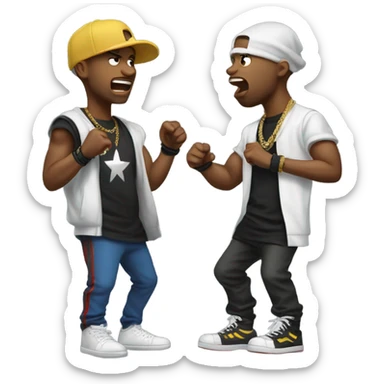 Two battle rappers yelling sticker