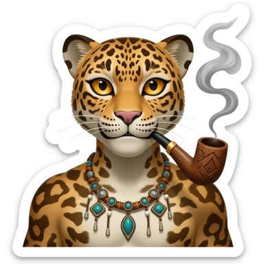 hombre-jaguar fumando pipa chamanica sticker