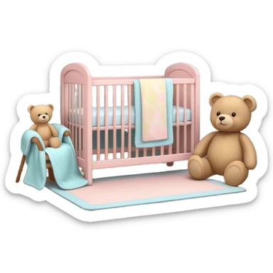 baby room, Cozy baby room with crib and teddy bear sticker
