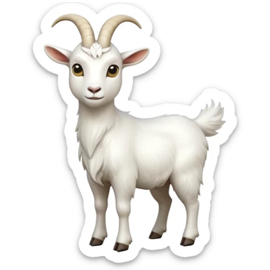 cinematic-[white goat]-realistic-full-body-standing-emoji,-tail-flicking-lazily,-head-tilted-dramatically,-sleek-[white]-fur,-simplified-yet-realistic-focused-features,-highly-detailed,-glowing-with-an-almost-sarcastic-glow sticker