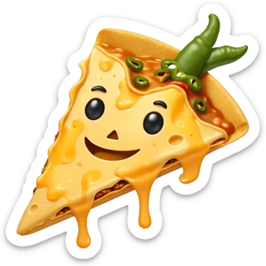 a nacho chip with cheese and jalapeño slice sticker