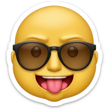arrogant emoji wearing dark sunglasses sticking its tongue out sticker