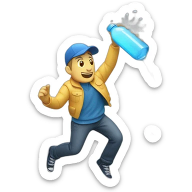 tim robinson splashing water bottle (full body, ios17) sticker