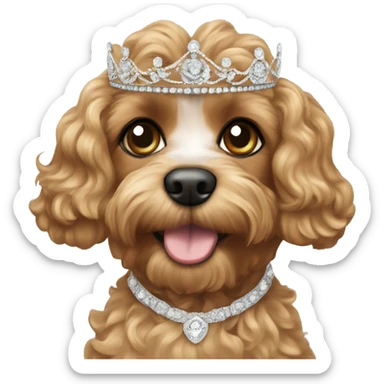 Cavapoo with wedding tiara sticker