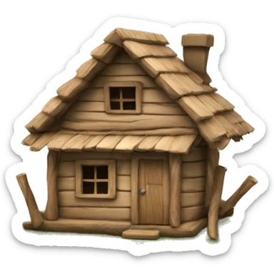Cute house made of sticks sticker
