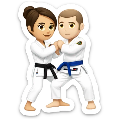 woman and brunette white man doing Jiu jitsu  sticker