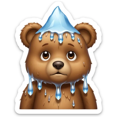 Sad Teddy bear with icicles dripping off her sticker