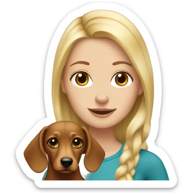 blonde white girl with dachshund sticker